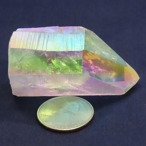 Opal or Angel Quartz Crystal Point with Time-Link Activation & Rainbow