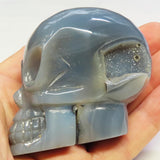 Carved Blue Chalcedony Alien Skull from Brazil