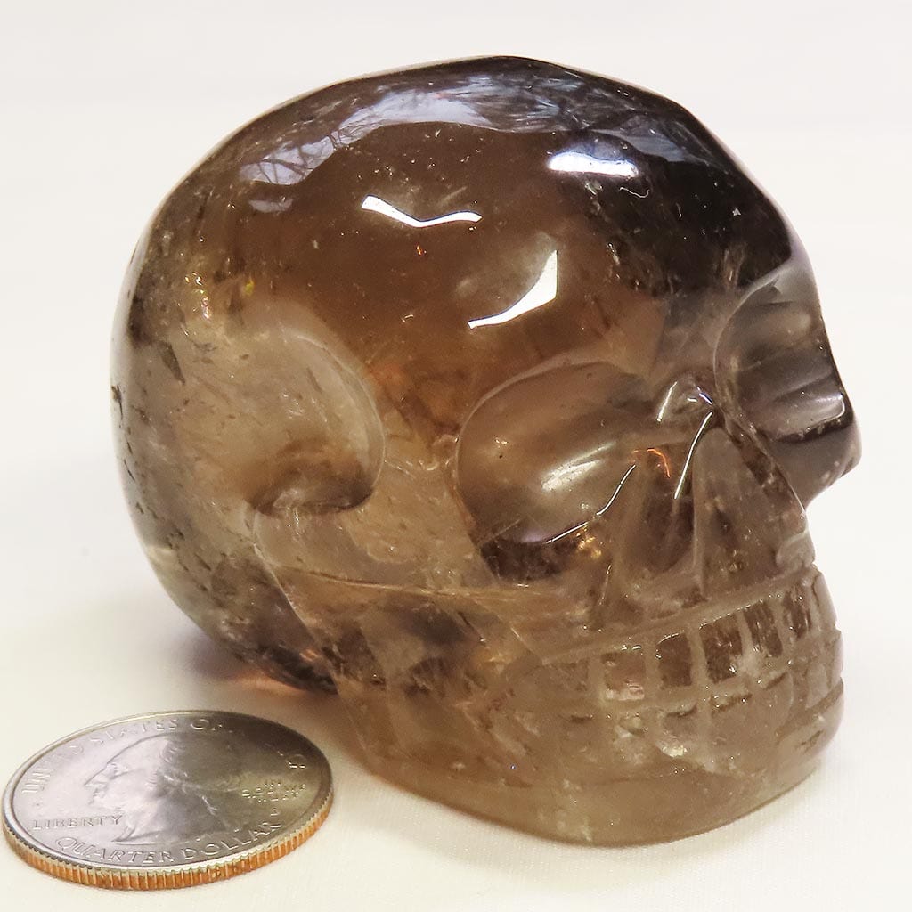 Carved Smoky Quartz Crystal Skull from Brazil