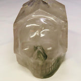 Carved Chlorite Included Skull in Large Smoky Quartz Point w/ Rainbows