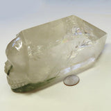 Carved Chlorite Included Skull in Large Smoky Quartz Point w/ Rainbows