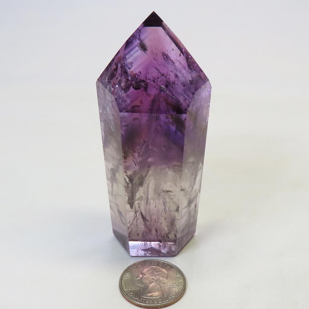 Polished Smoky Amethyst Phantom Point with Rainbows from Bahia Brazil