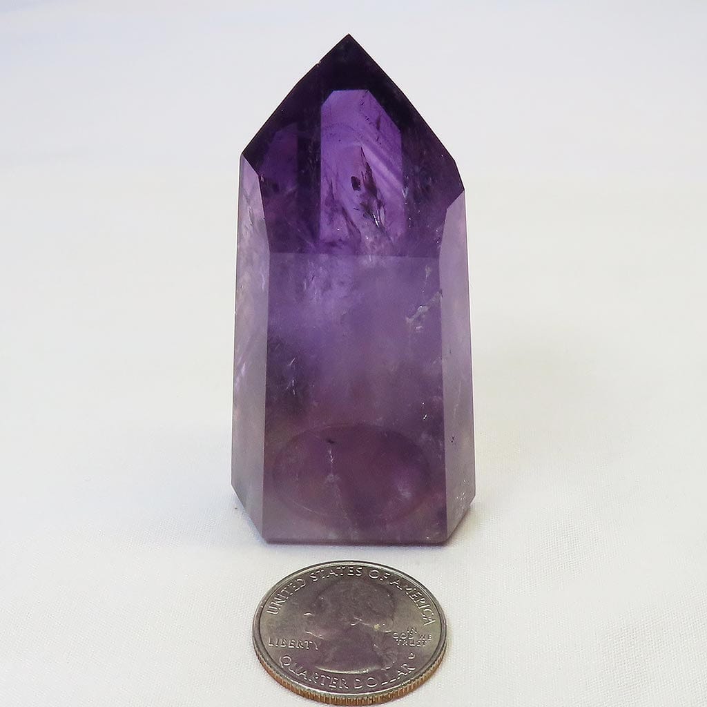 Polished Smoky Amethyst Phantom Point with Rainbows from Bahia Brazil