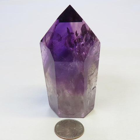 Polished Smoky Amethyst Phantom Point with Rainbows from Bahia Brazil