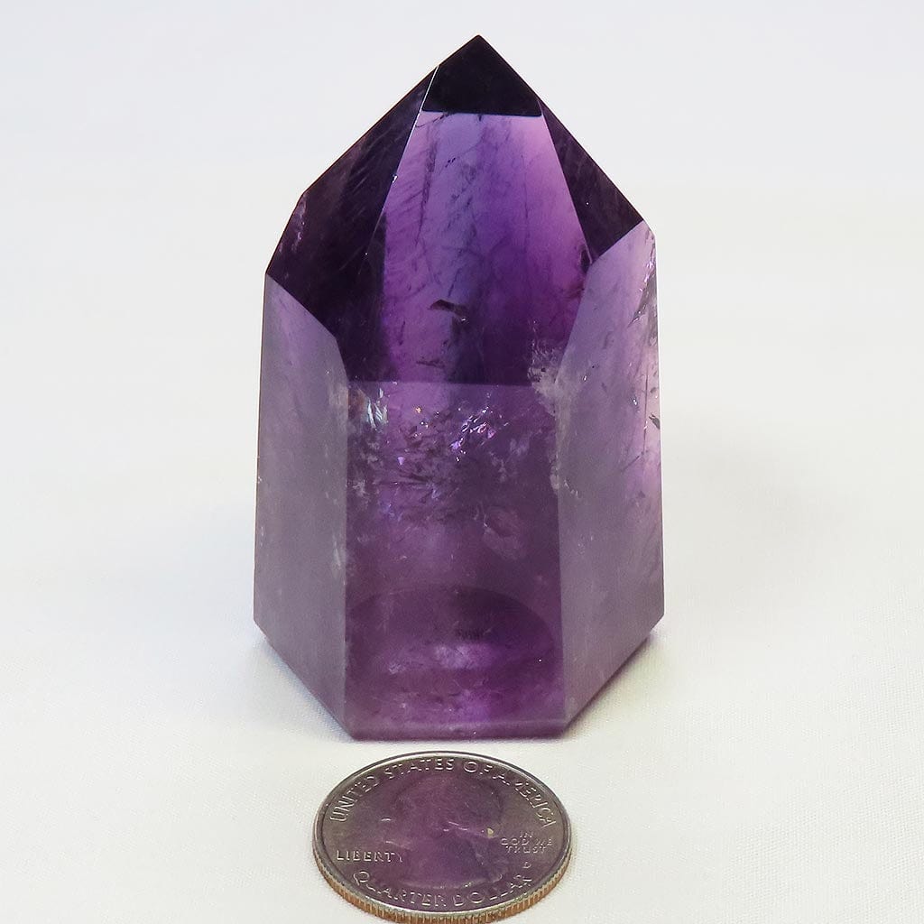 Polished Smoky Amethyst Point with Rainbows from Bahia Brazil