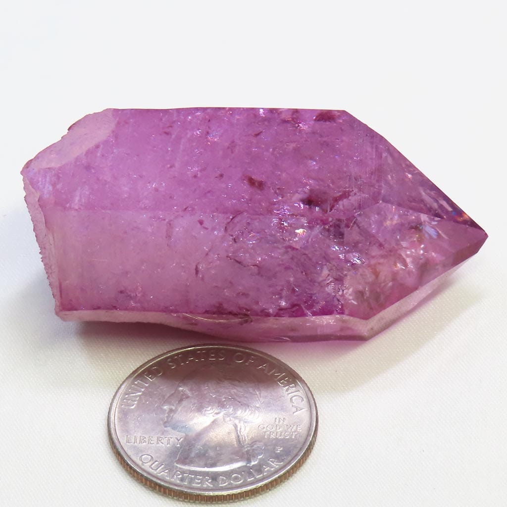 Purple Mist Aura Quartz Crystal Point with Rainbows from Arkansas