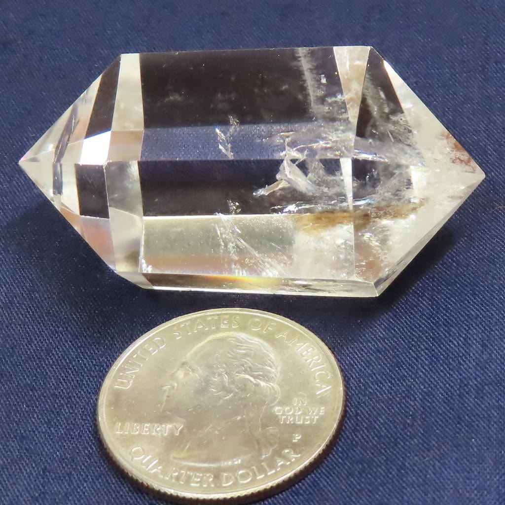 Polished Quartz Crystal Double Terminated Generator Point with Rainbow