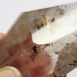 Polished Smoky Quartz Crystal Double Terminated Point with Gold Rutile