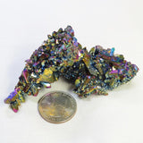 Rainbow or Flame Aura Quartz Crystal Burr Cluster with DT's