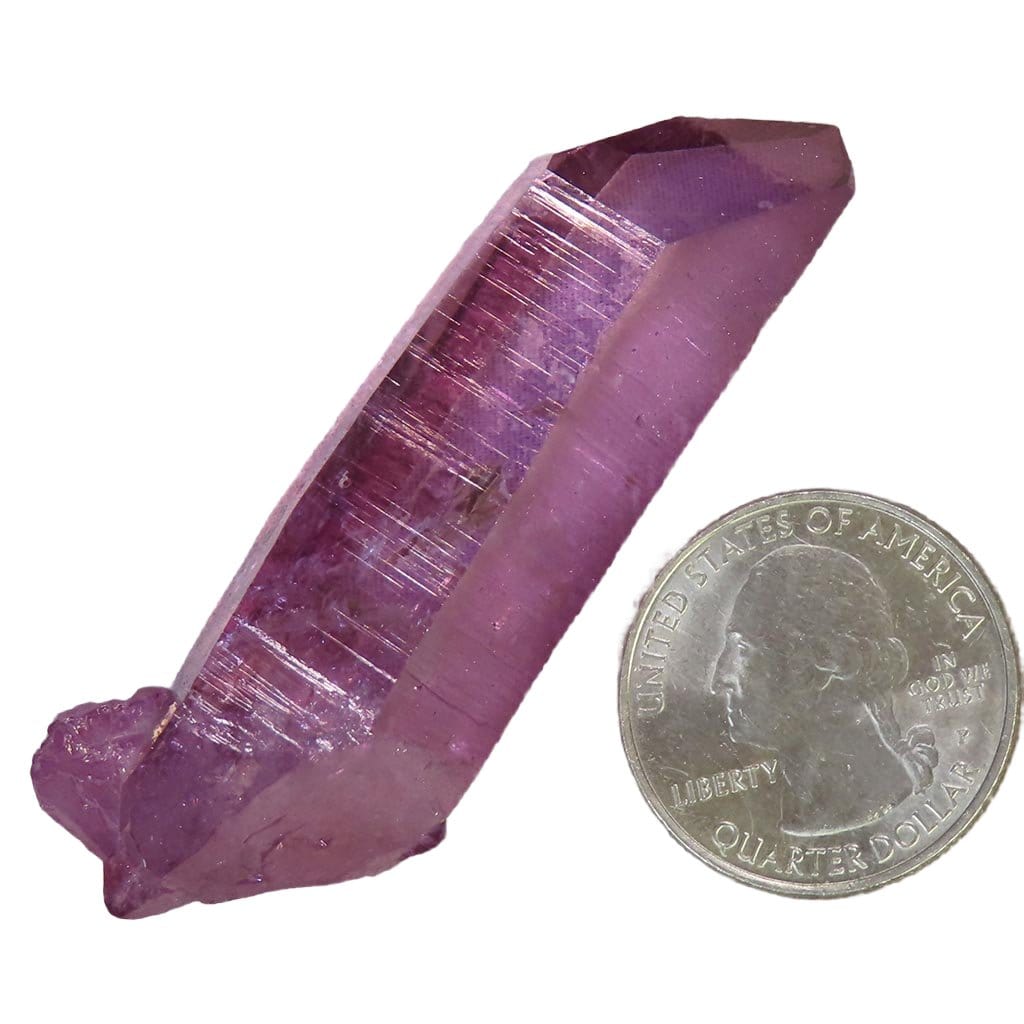 Purple Mist Aura Quartz Crystal Point with Self-Healed Base