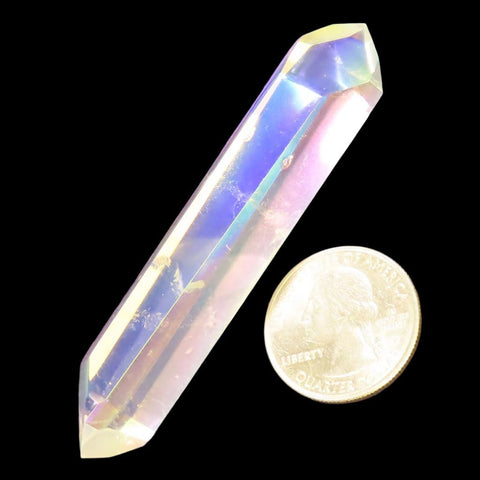 Opal or Angel Aura Quartz Crystal DT Point with Phantom & Time-Link