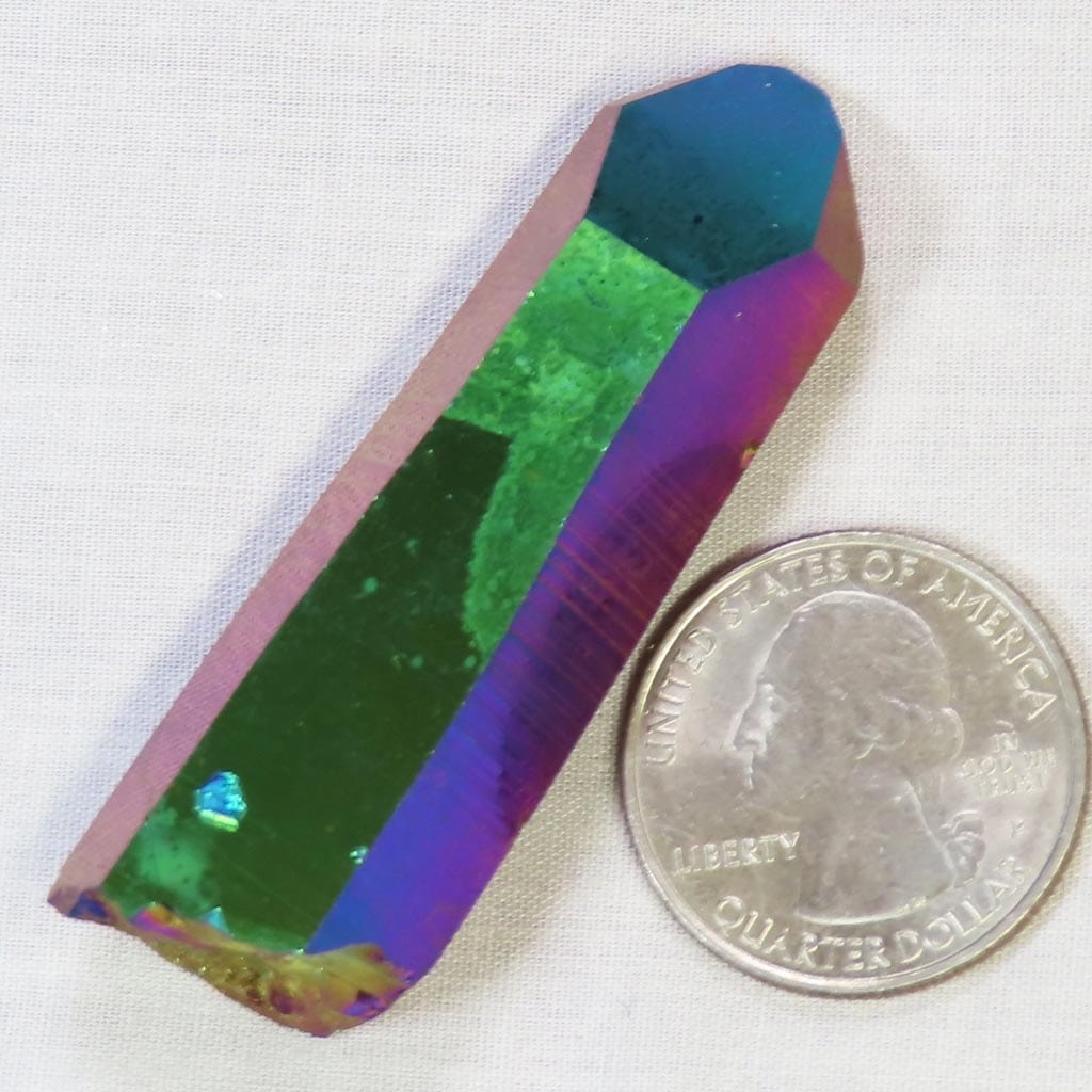 Rainbow or Flame Aura Quartz Crystal Grounding Point from Arkansas