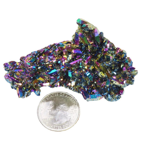 Rainbow or Flame Aura Quartz Crystal Burr Plate Cluster from Arkansas