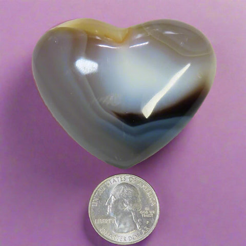 Polished Banded Agate Heart from Madagascar