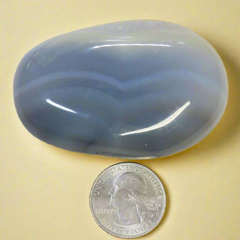 Polished Banded Agate Palm Stone from Madagascar