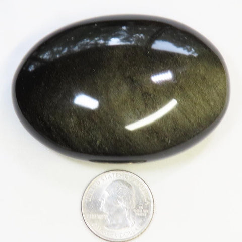 Polished Gold Sheen Obsidian Palm Stone from Mexico