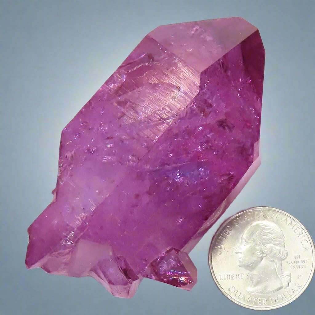 Purple Mist Aura Quartz Crystal Point with Rainbows from Arkansas