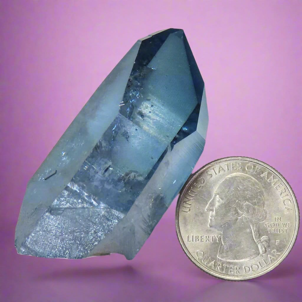 Blue Horizon Aura Quartz Crystal Point with Time-Link Activations