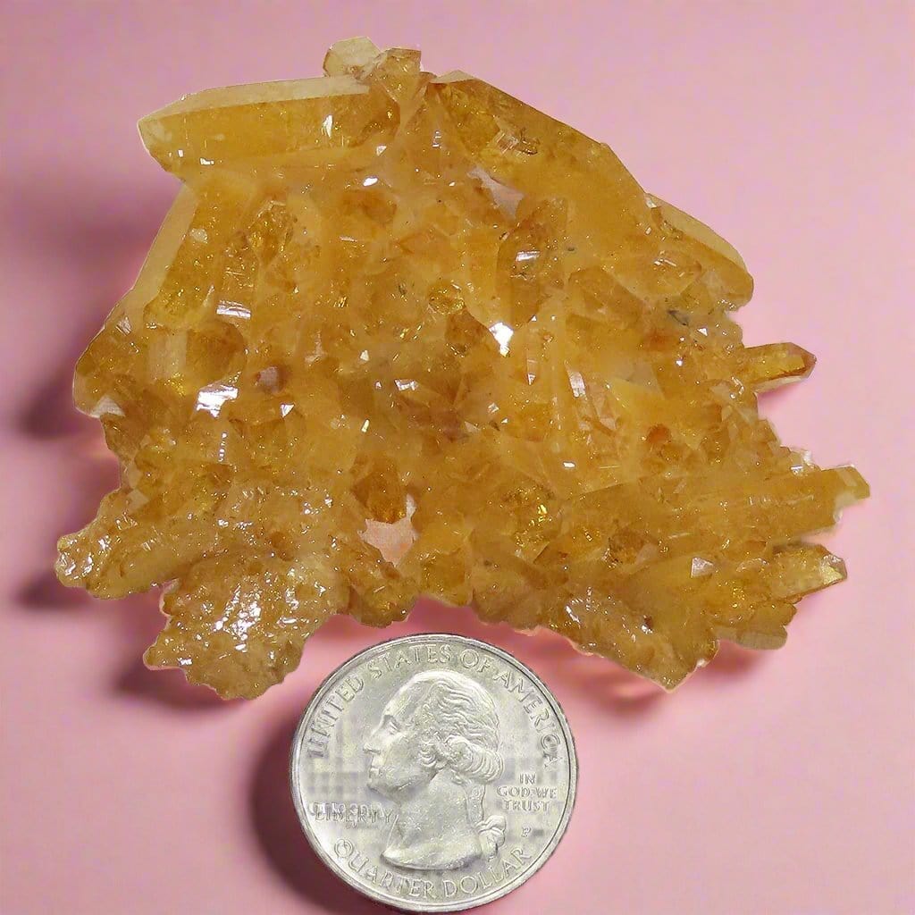 Sunrise Aura Quart Crystal Plate Cluster from Arkansas