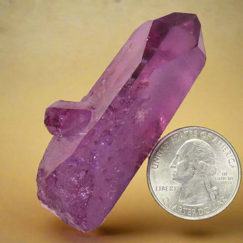 Purple Mist Aura Quartz Crystal Point with Time-Link & Rainbow