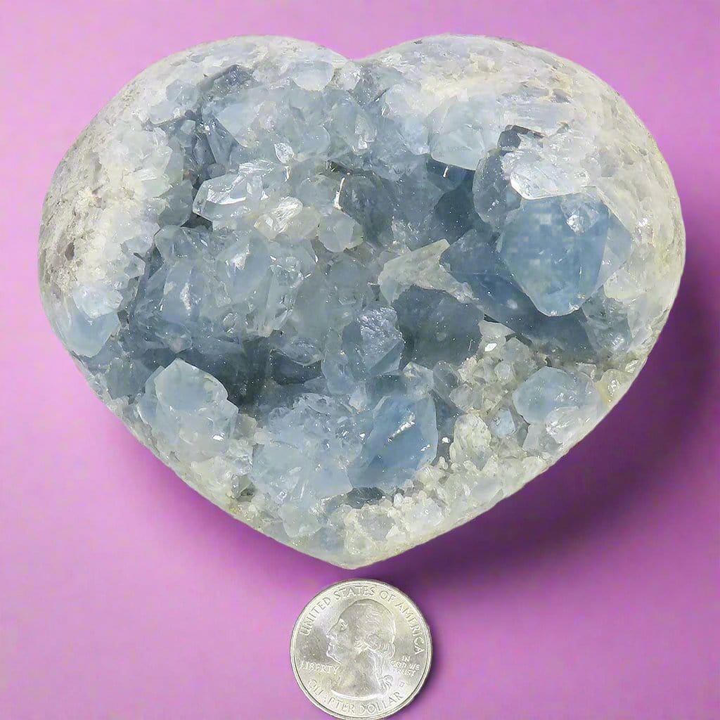 Polished Celestite Heart from Madagascar