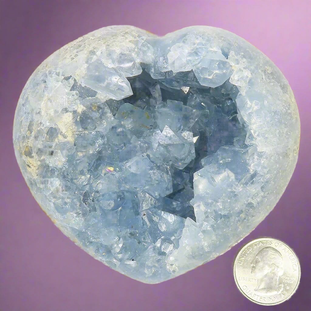 Polished Celestite Heart from Madagascar