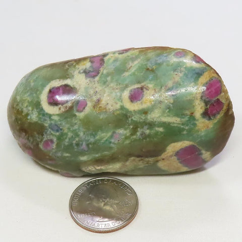 1 Side Polished Ruby and Green Fuchsite with Kyanite Slab from India