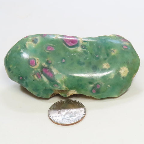 1 Side Polished Ruby and Green Fuchsite with Kyanite Slab from India