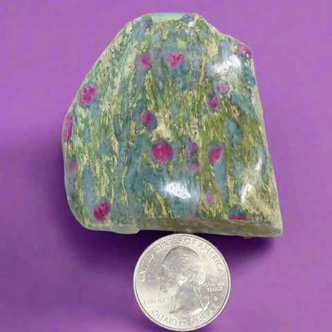 1 Side Polished Ruby and Green Fuchsite with Kyanite Slab from India