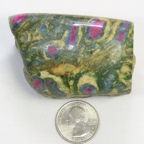 1 Side Polished Ruby and Green Fuchsite with Kyanite Slab from India