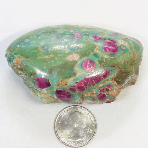 1 Side Polished Ruby and Green Fuchsite with Kyanite Slab from India