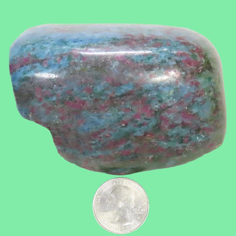 1 Side Polished Ruby and Green Fuchsite with Kyanite Slab from India