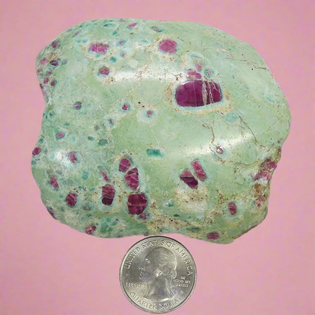 1 Side Polished Ruby and Green Fuchsite Slab from India