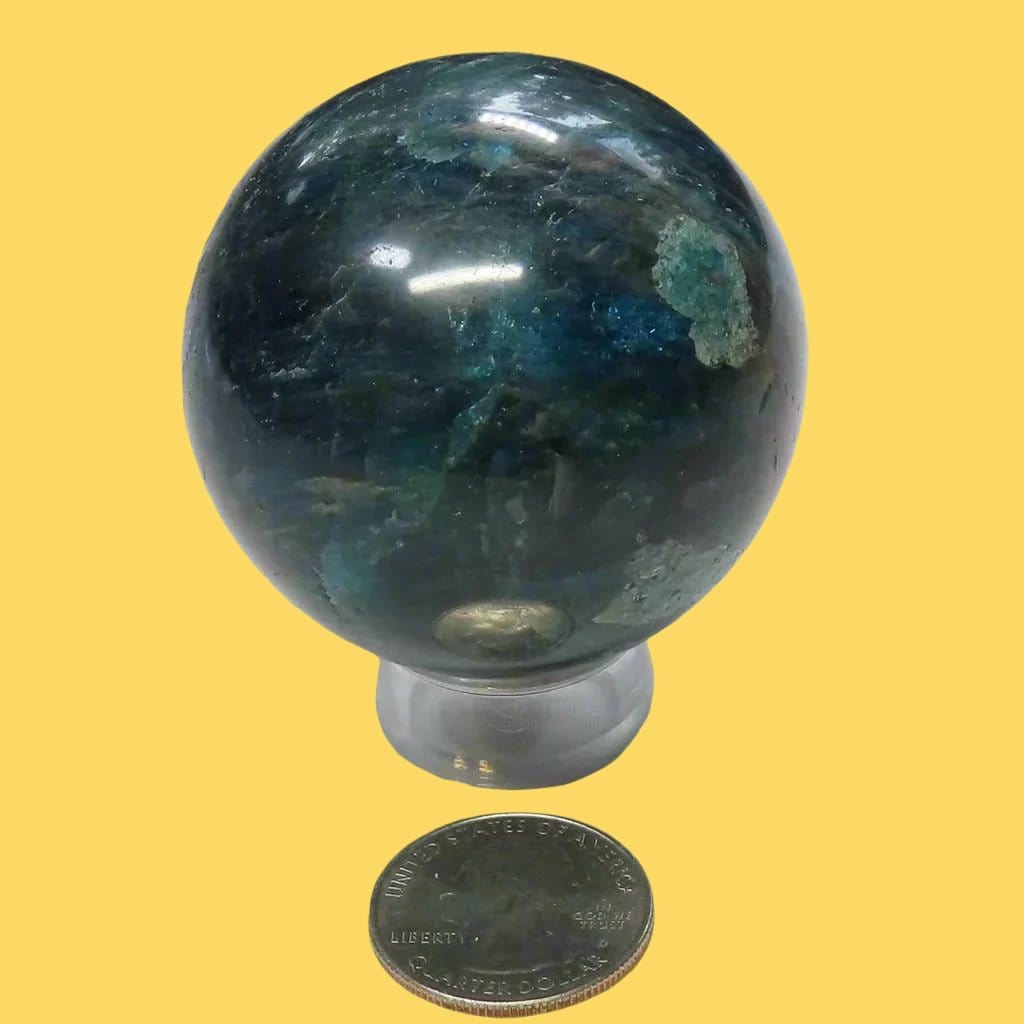 Polished Blue Apatite Sphere from Madagascar