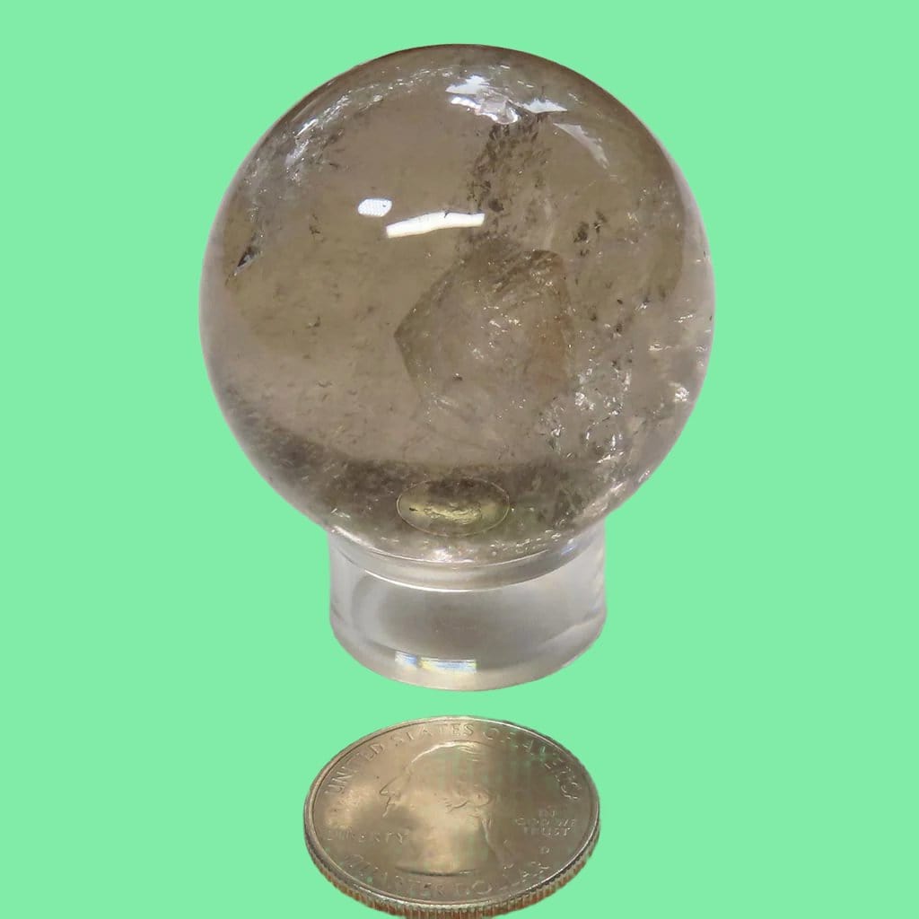 Polished Smoky Quartz Crystal Sphere from Brazil with Rainbows