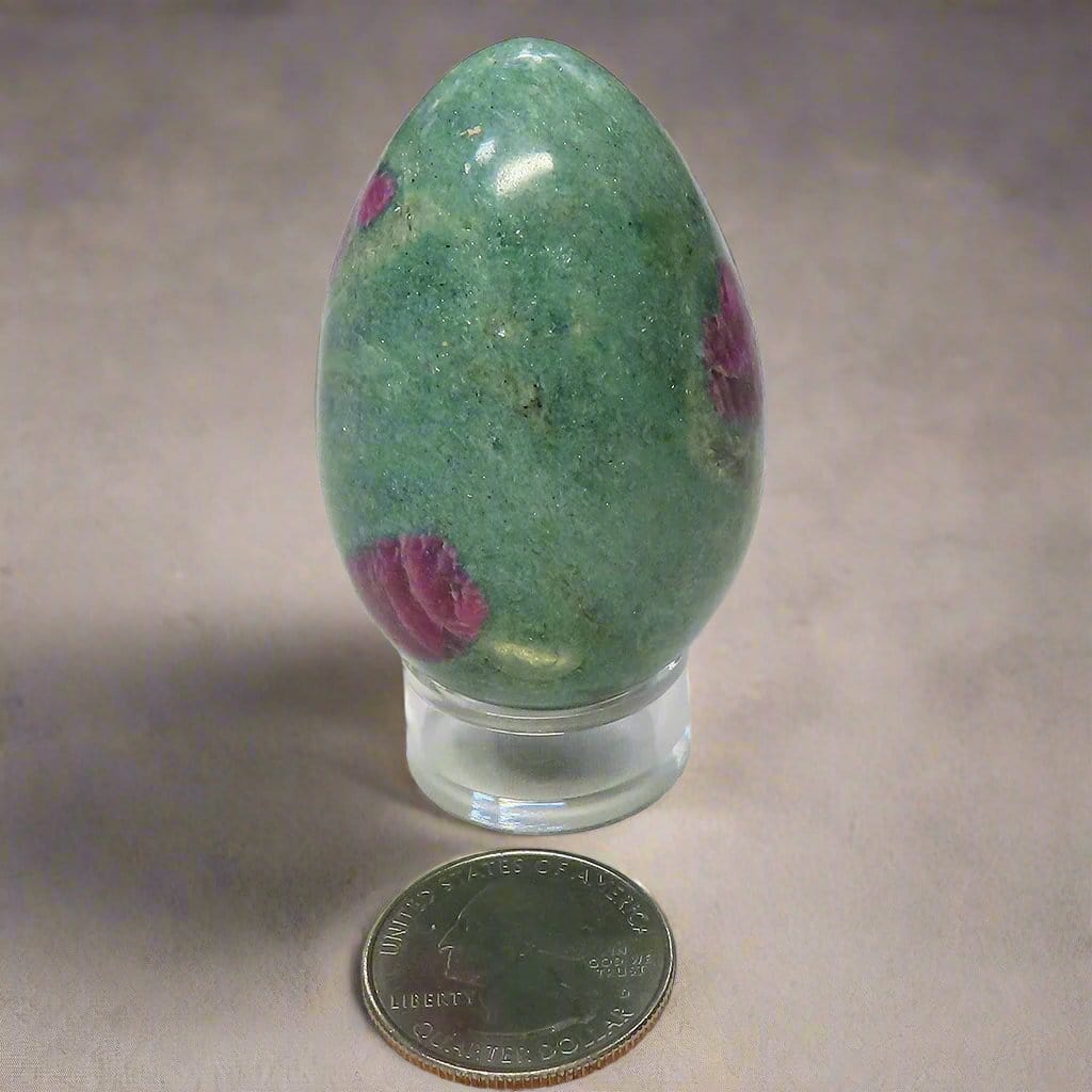 Polished Ruby and Green Fuchsite Egg from India