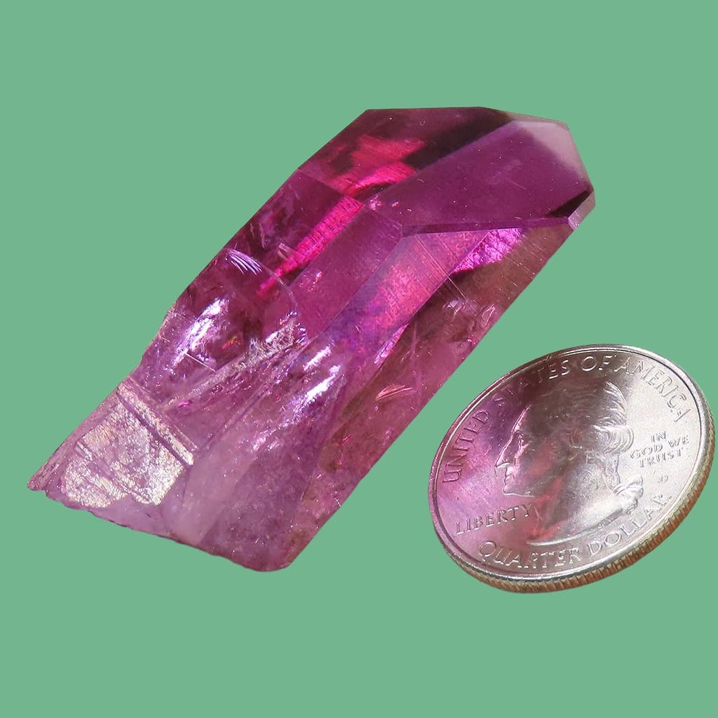 Purple Mist Aura Quartz Crystal Grounding Point w/ Time-Link & Rainbow