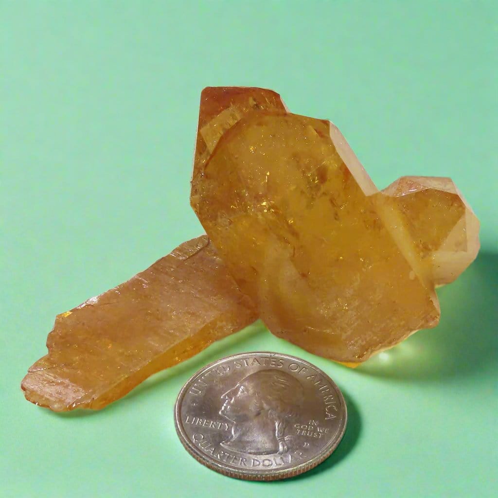 Sunrise Aura Quartz Crystal Cluster with Self-Healed Shard