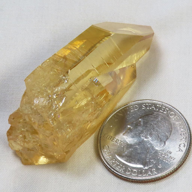 Sunrise Aura Quartz Crystal Point with Rainbow