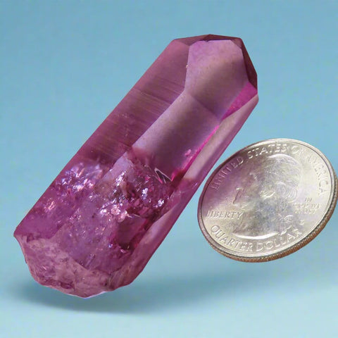 Purple Mist Aura Quartz Crystal Point with Rainbow