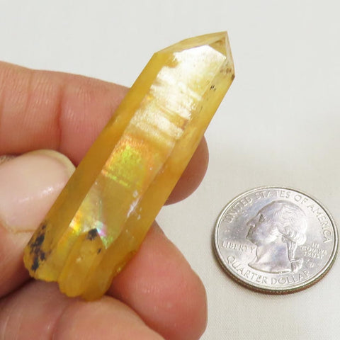 Arkansas Golden Healer Quartz Crystal Point Rainbow Iridescence