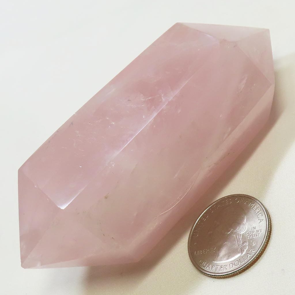 Polished Rose Quartz Crystal Double Terminated Generator Point