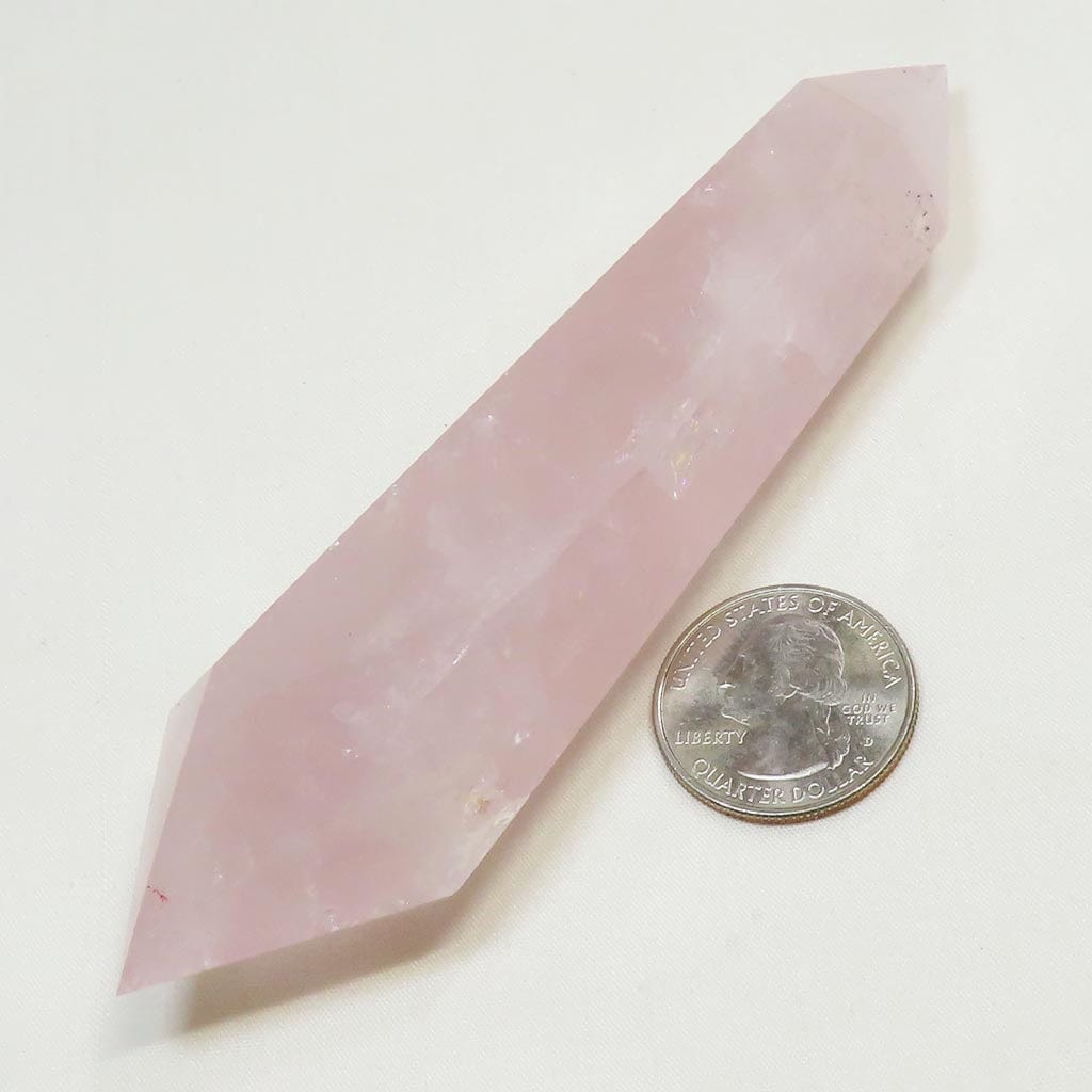 Polished Rose Quartz Crystal Double Terminated Generator Point