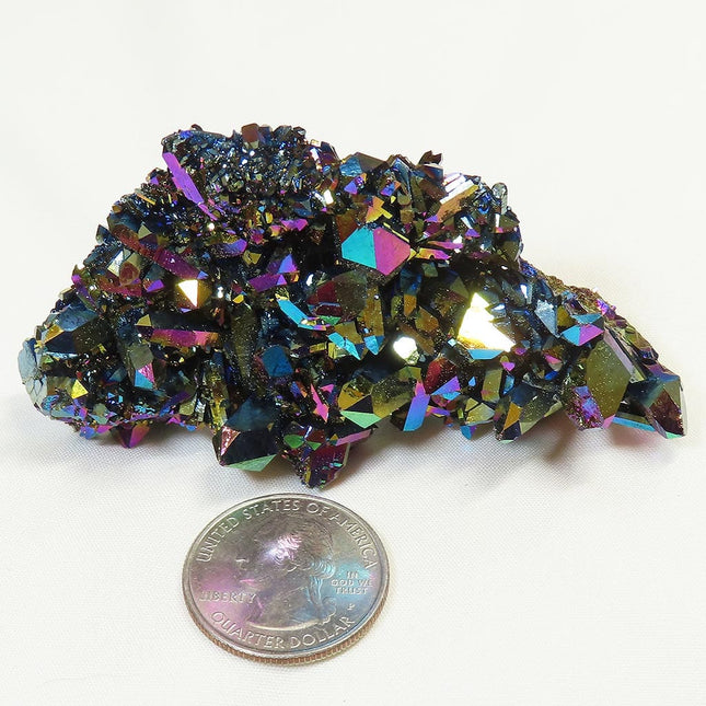 Rainbow or Flame Aura Quartz Crystal Burr Plate Cluster from Arkansas