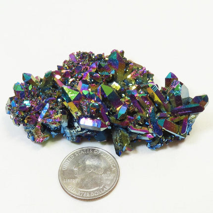 Rainbow or Flame Aura Quartz Crystal Burr Plate Cluster from Arkansas