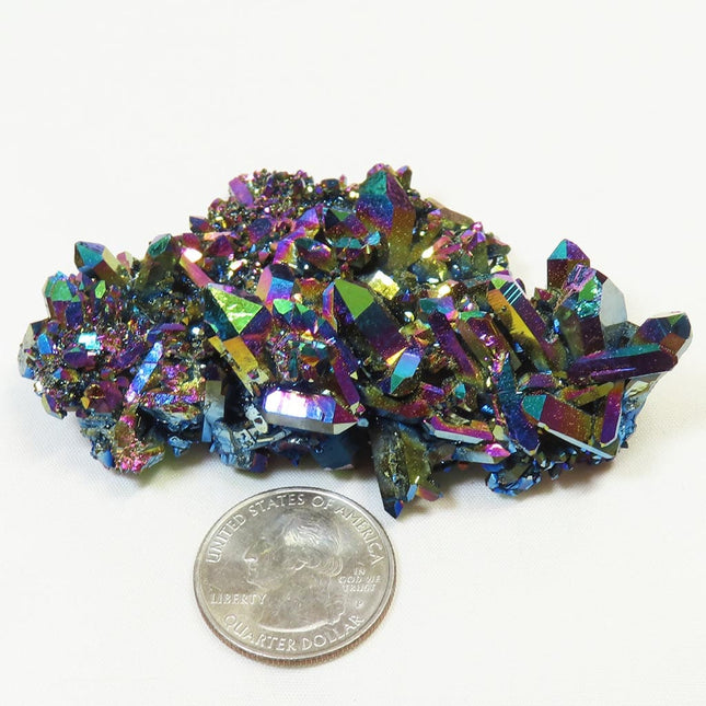 Rainbow or Flame Aura Quartz Crystal Burr Plate Cluster from Arkansas