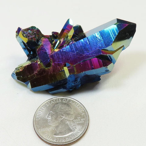 Rainbow or Flame Aura Quartz Crystal DT/ET Cluster w/ Time-Links