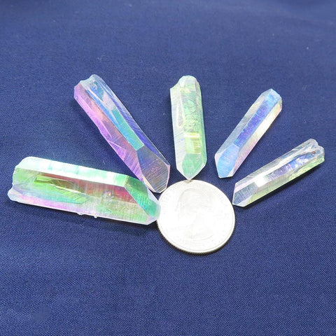 5 Opal or Angel Aura Quartz Crystal Points from Arkansas