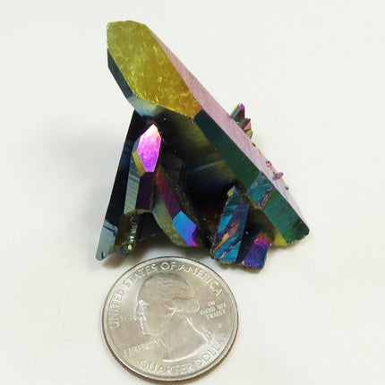 Rainbow or Flame Aura Quartz Crystal Cluster with Time-Link Activation