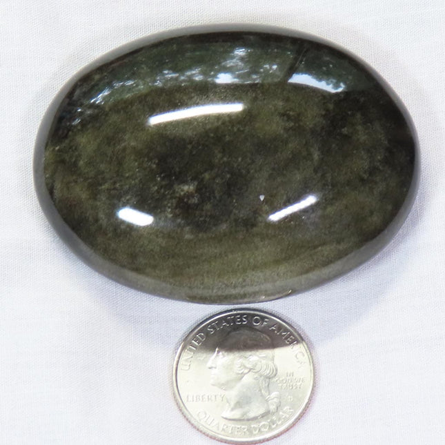 Polished Gold Sheen Obsidian Palm Stone from Mexico